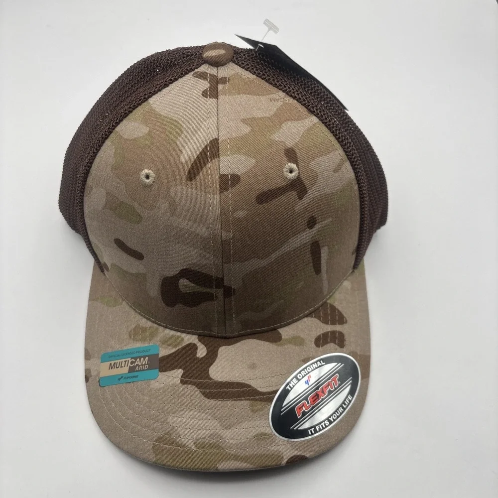 Flexfit Trucker Mesh‎ Baseball Cap Blank Hat Flex Fit 6511 Multicam Arid Tan